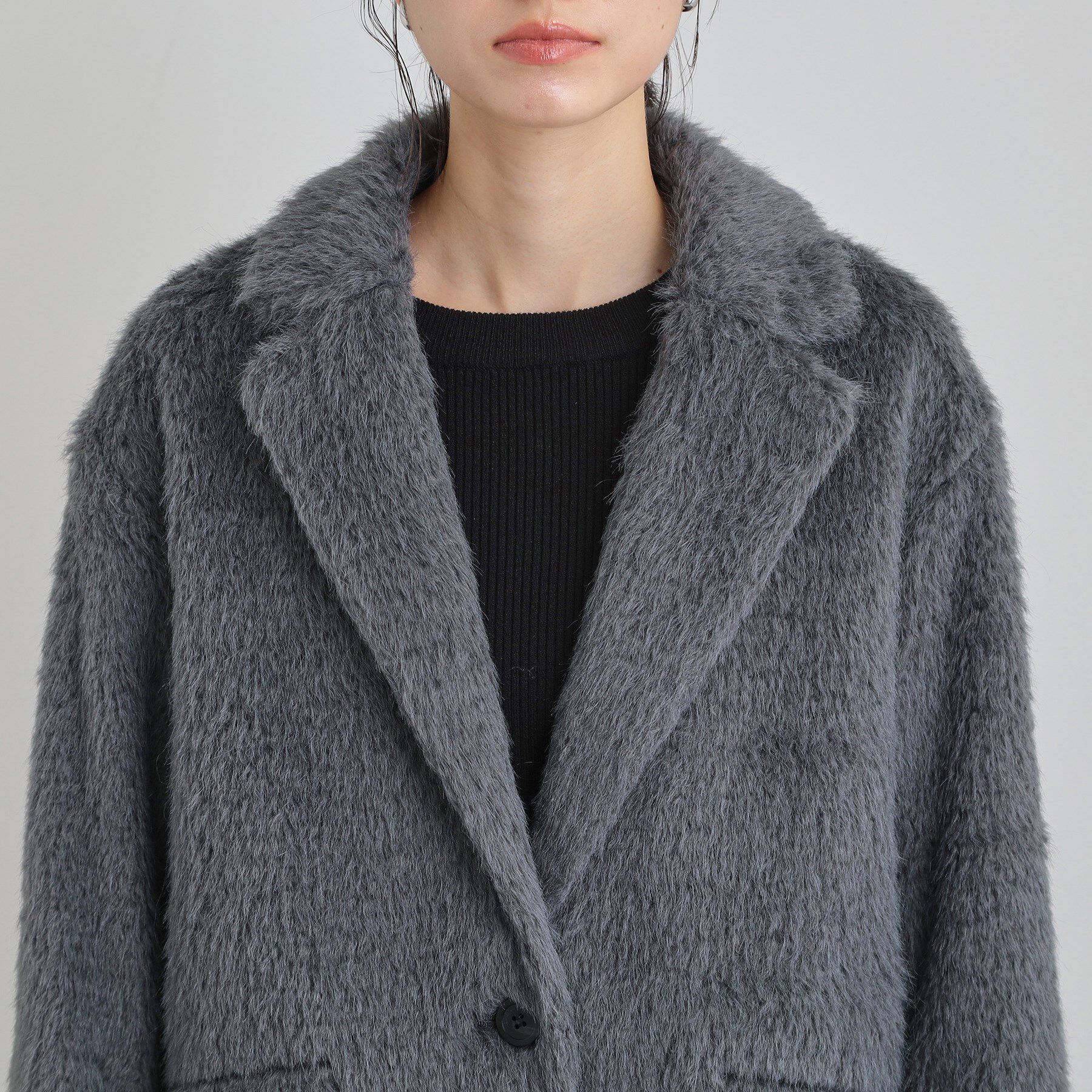 THE SHOP TK「纏うだけで大人上品 シャギーチェスターハーフコート」|チェスターコート|