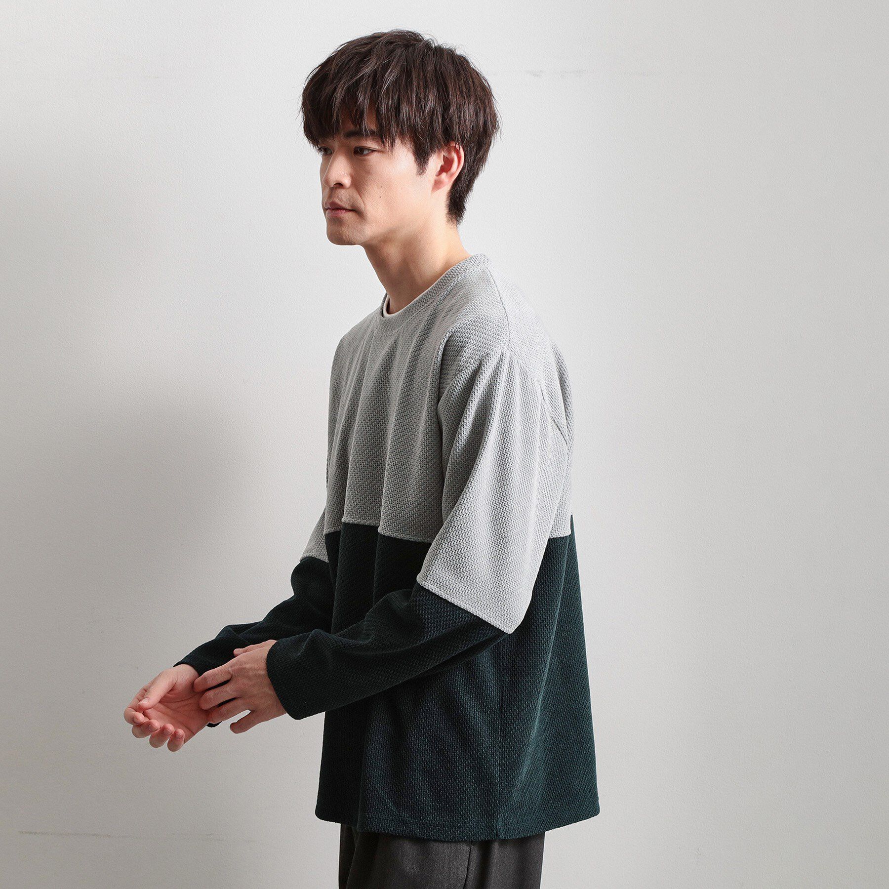 THE SHOP TK「バイカラー モール風長袖Tシャツ」|Tシャツ・カットソー|