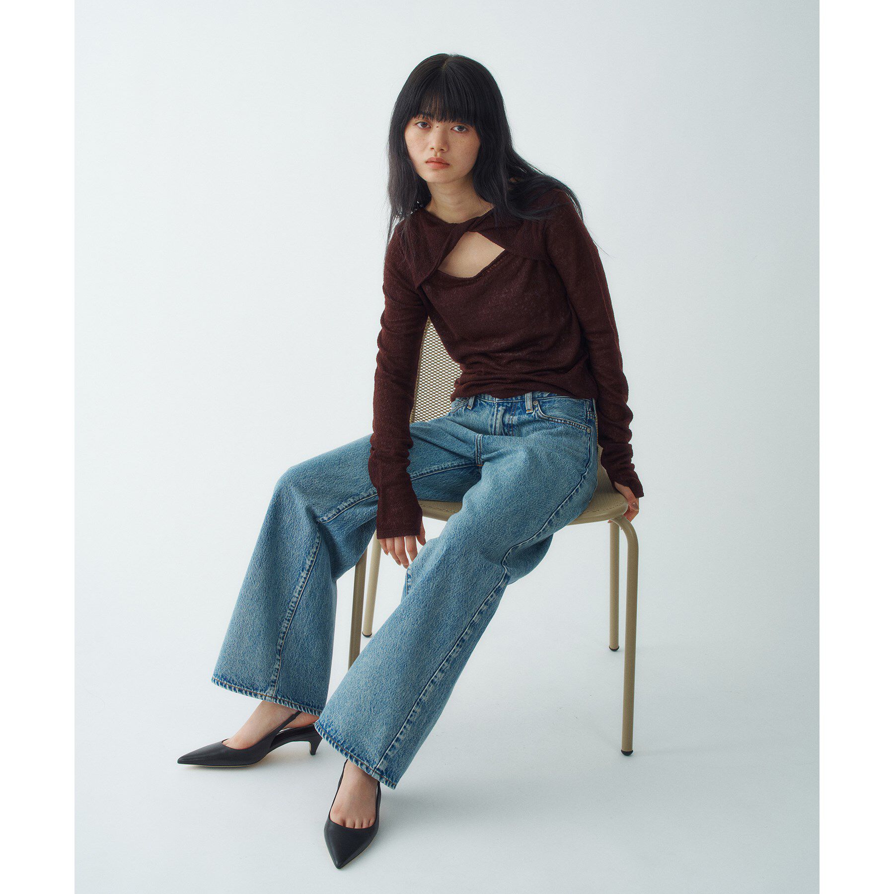 CODE A「twist sheer jersey top」|Tシャツ・カットソー|