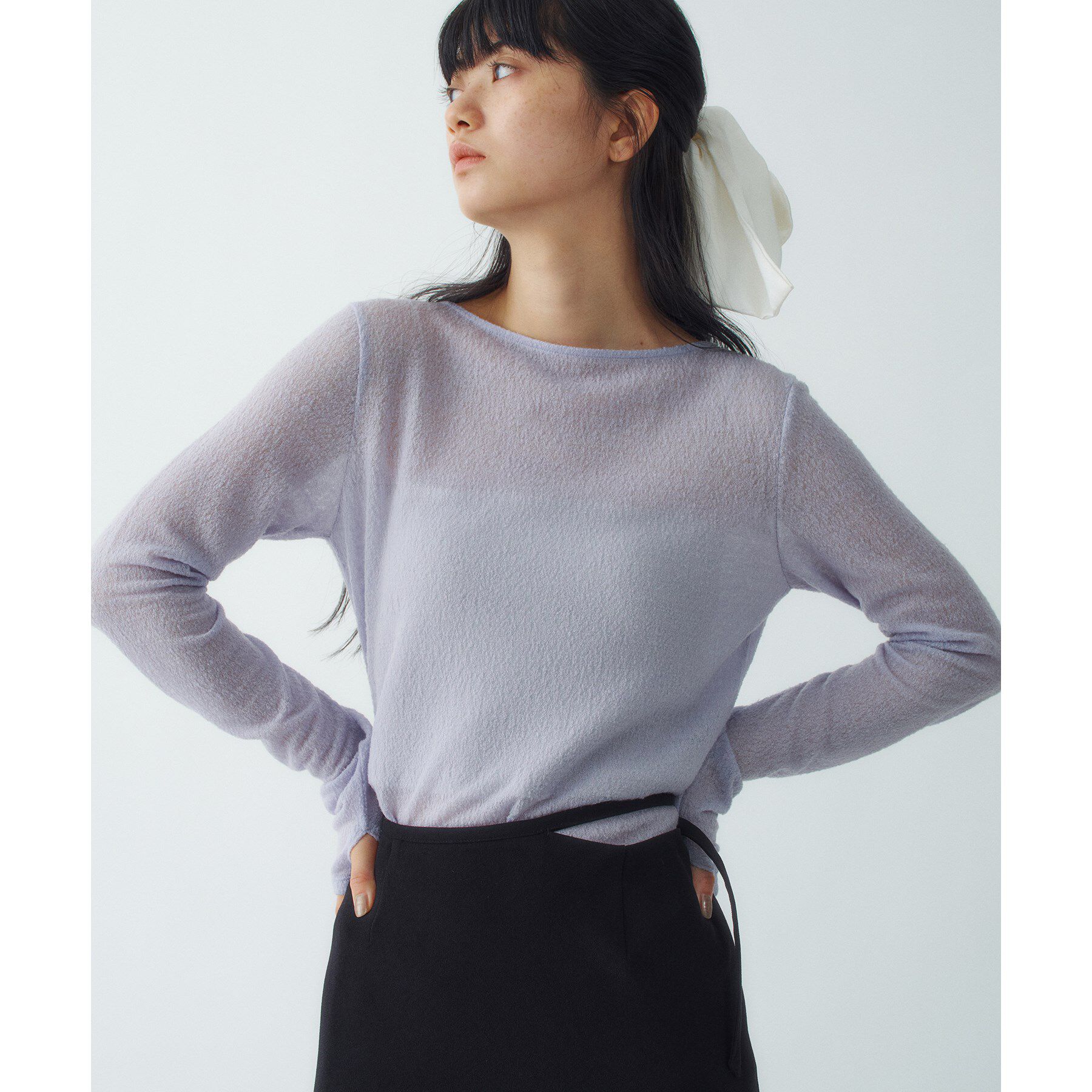 CODE A「twist sheer jersey top」|Tシャツ・カットソー|