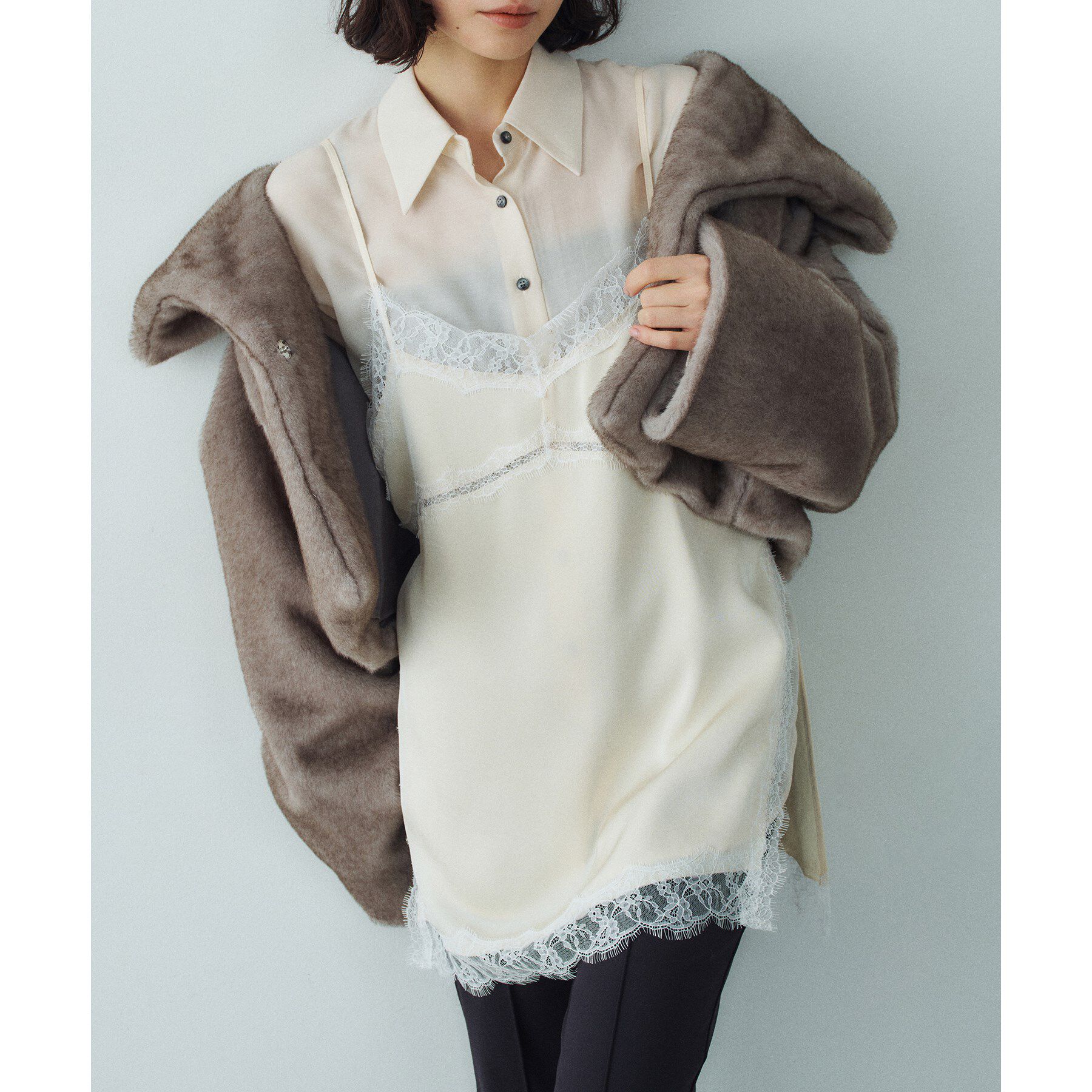 CODE A「lingerie mood lace cami」|シャツ・ブラウス|ライトイエロー(03