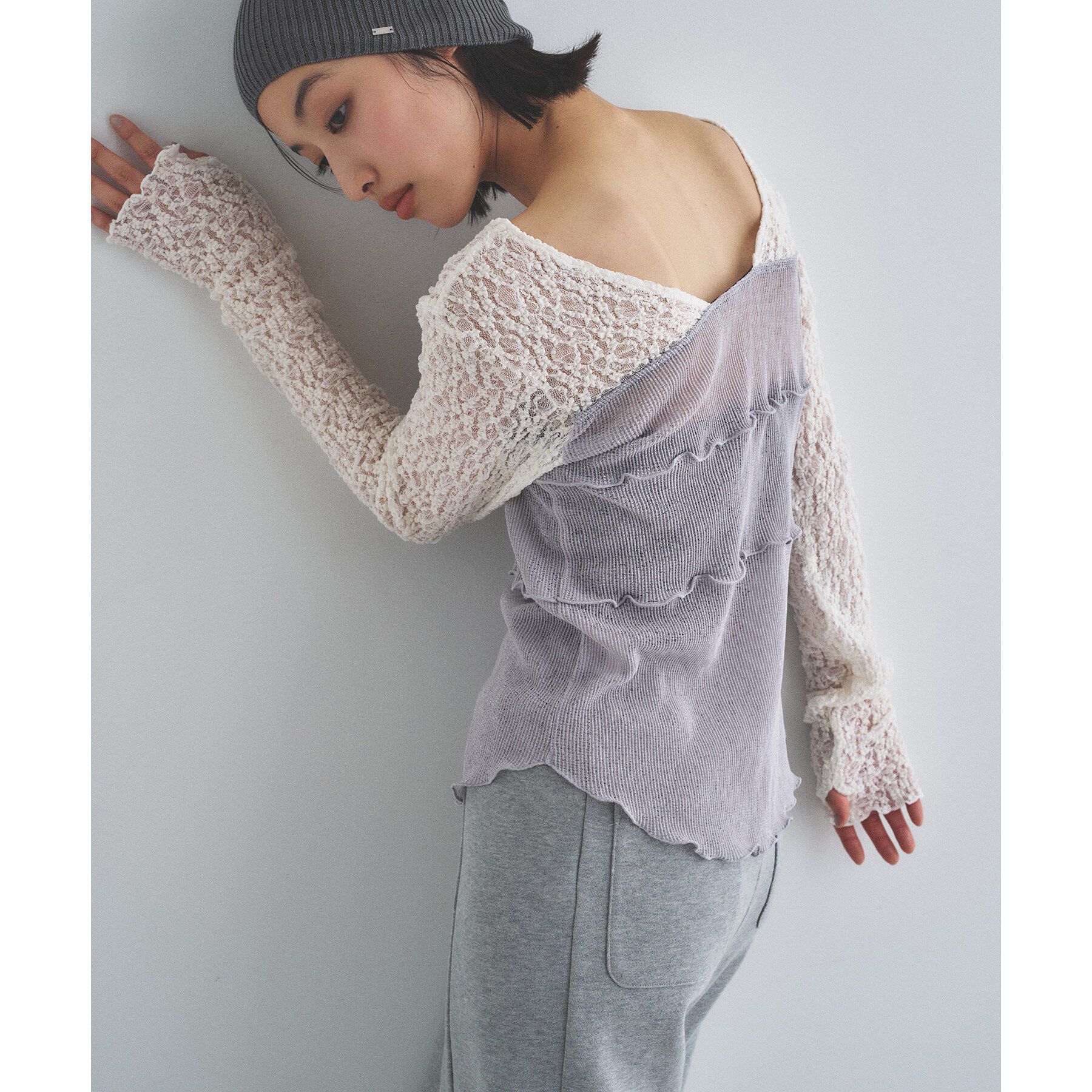 CODE A「【Re】sensual lace sheer top」|Tシャツ・カットソー|