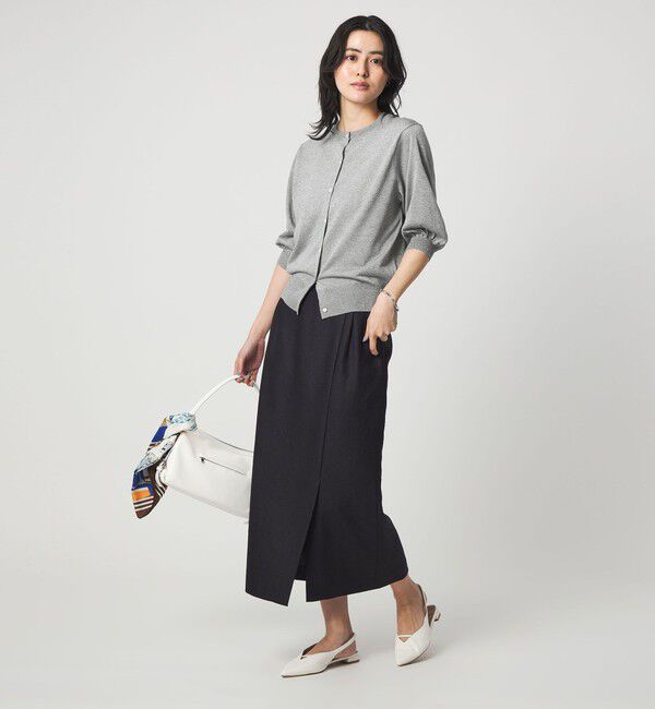 UNITED ARROWS green label relaxing「ラメ フォルム ハーフスリーブ ニット カーディガン ウォッシャブル」|カーディガン|