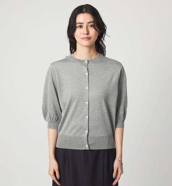 UNITED ARROWS green label relaxing「ラメ フォルム ハーフスリーブ ニット カーディガン ウォッシャブル」|カーディガン|