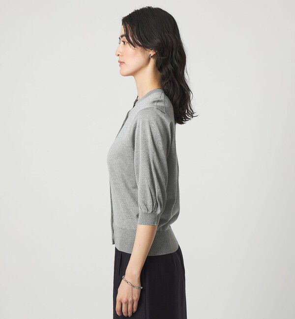 UNITED ARROWS green label relaxing「ラメ フォルム ハーフスリーブ ニット カーディガン ウォッシャブル」|カーディガン|