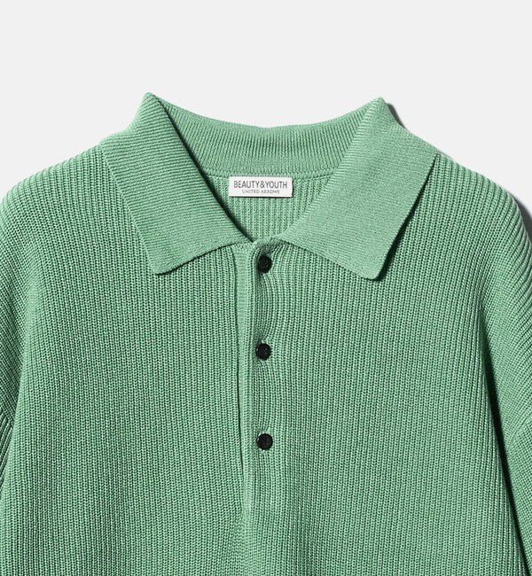 BEAUTY&YOUTH UNITED ARROWS「ギマ コットン アゼ 3ボタン ポロカラー ニット ウォッシャブル」|ニット・セーター|