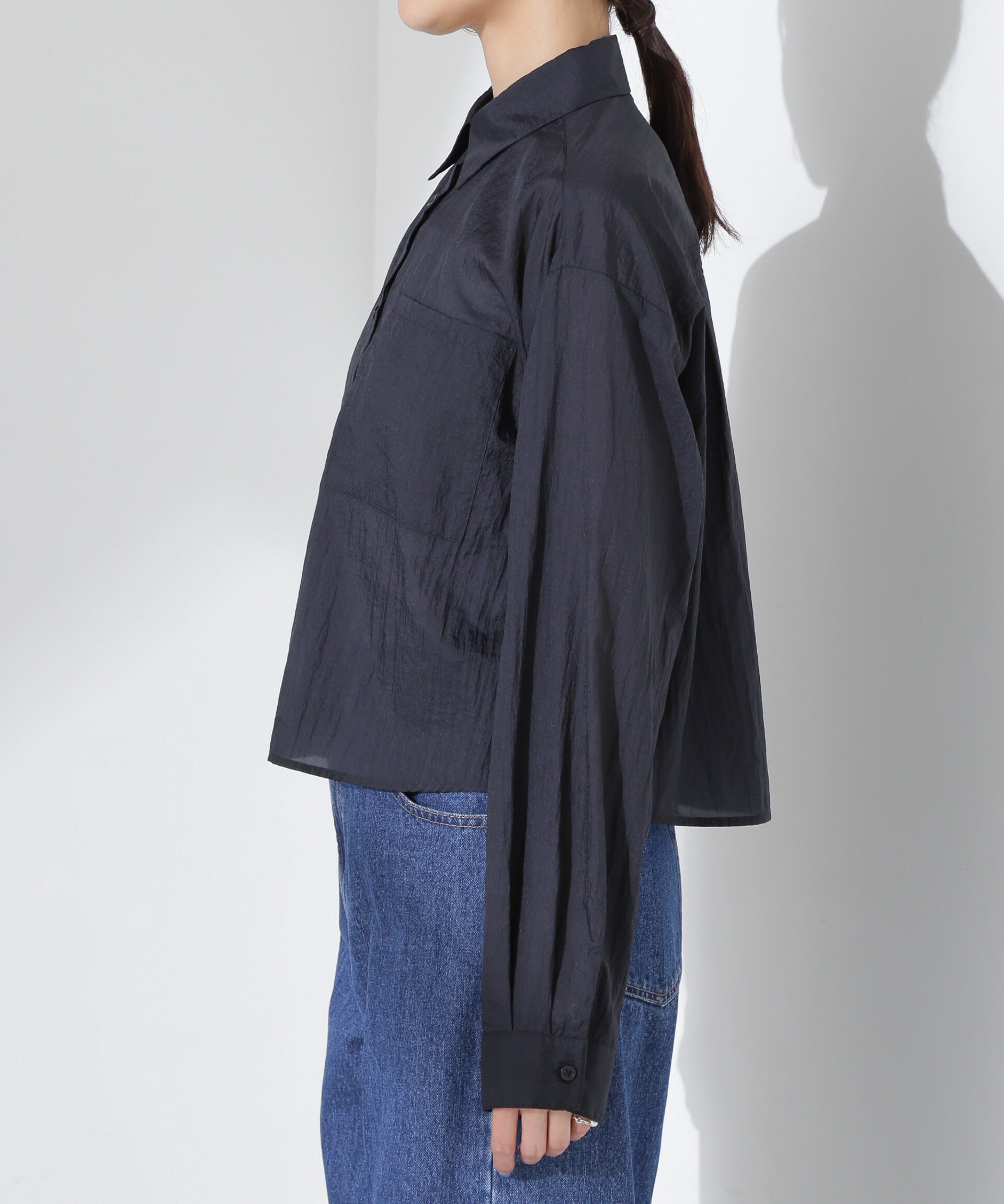 nano･universe「ナイロンタッサークロップドシャツ（セットアップ可）」|シャツ・ブラウス|