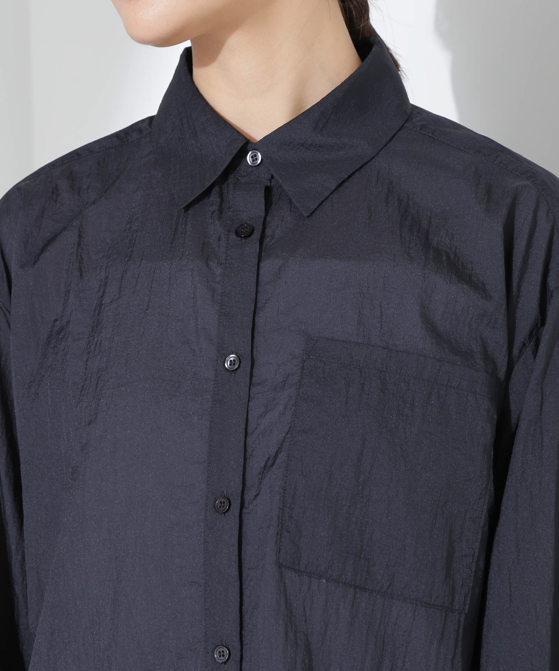 nano･universe「ナイロンタッサークロップドシャツ（セットアップ可）」|シャツ・ブラウス|