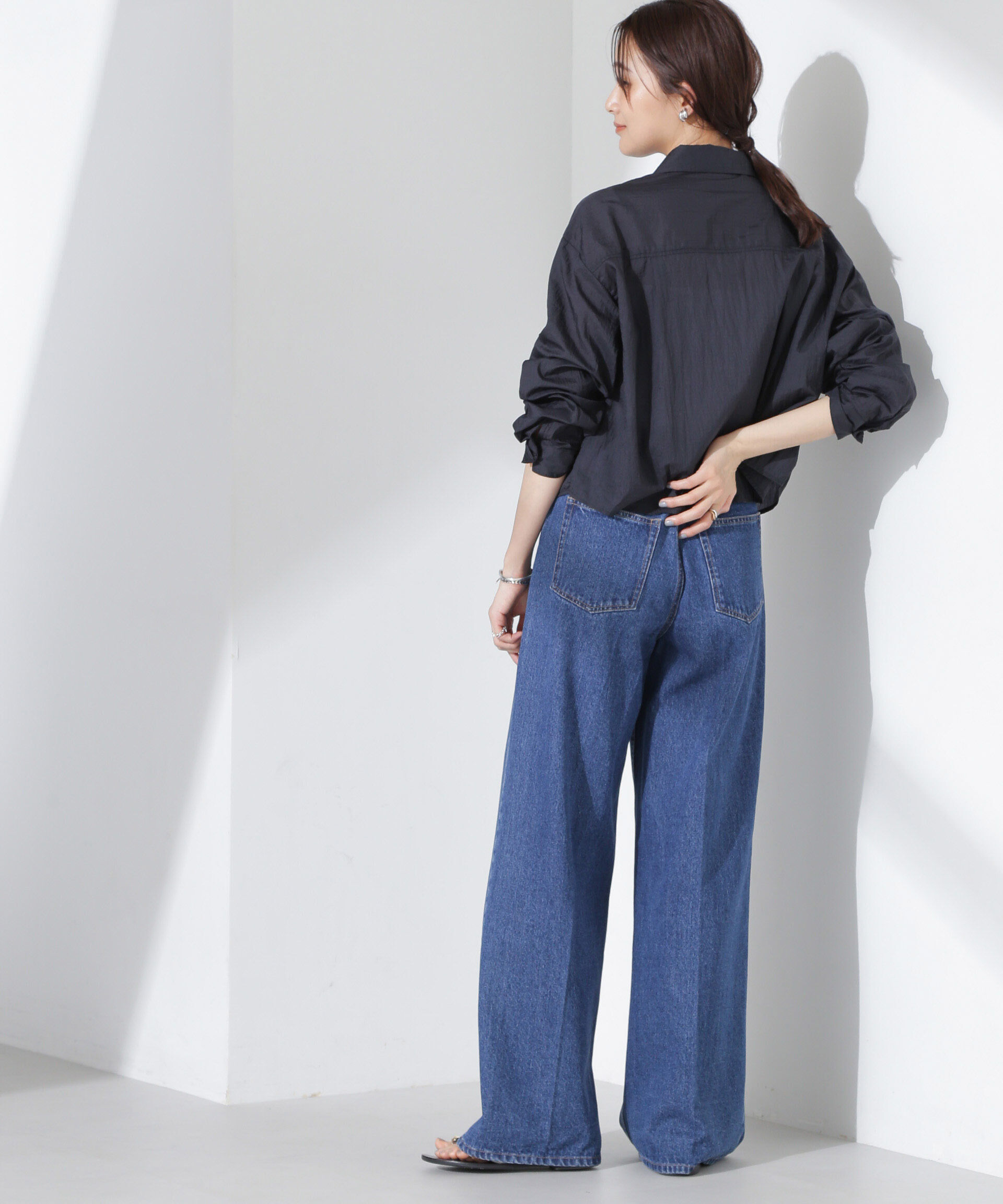 nano･universe「ナイロンタッサークロップドシャツ（セットアップ可）」|シャツ・ブラウス|