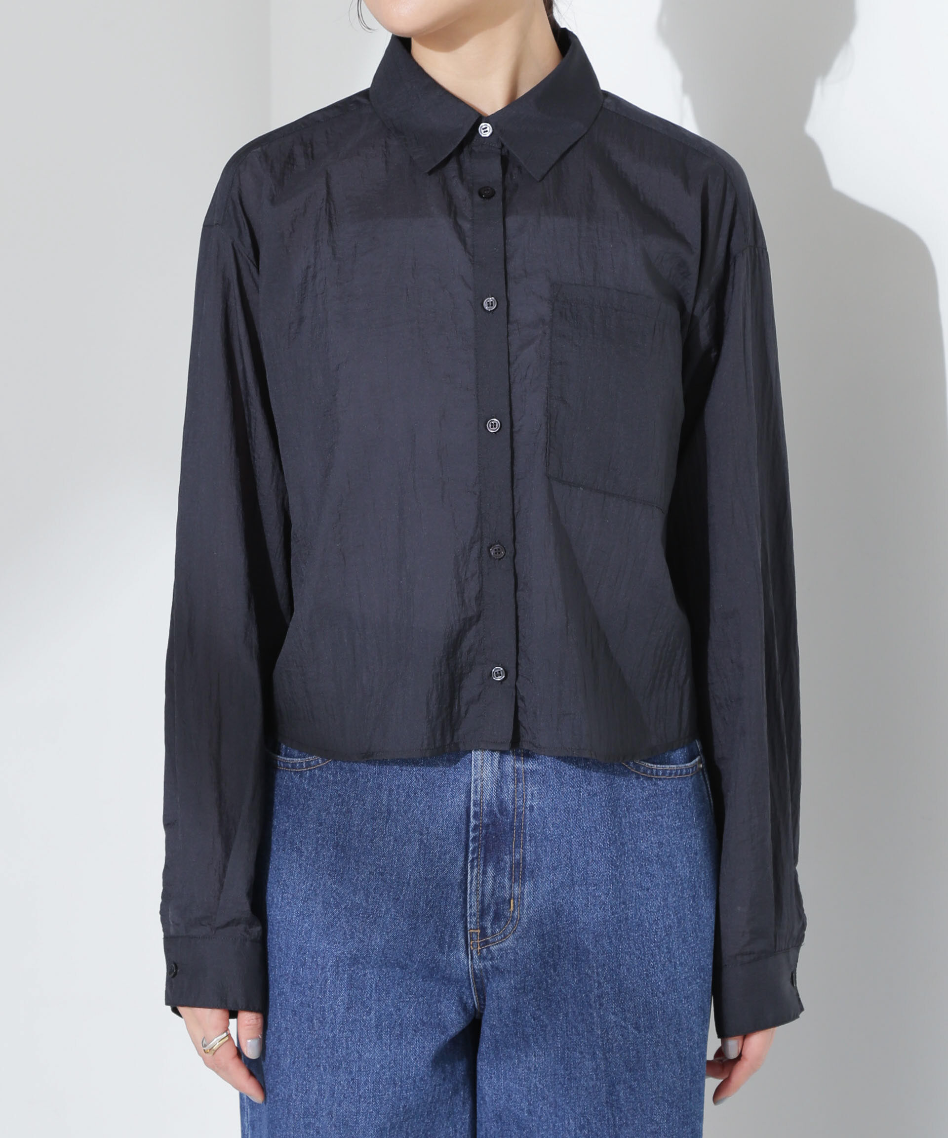 nano･universe「ナイロンタッサークロップドシャツ（セットアップ可）」|シャツ・ブラウス|