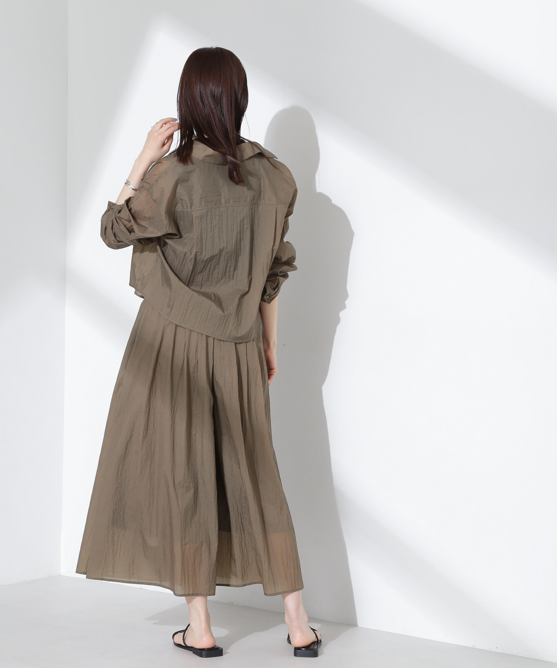 nano･universe「ナイロンタッサークロップドシャツ（セットアップ可）」|シャツ・ブラウス|