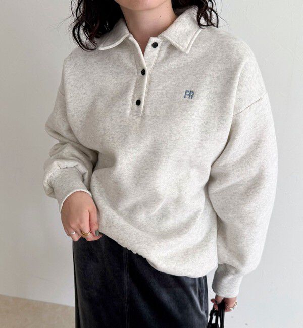 fredy emue「FR刺繍衿付き起毛スウェットプルオーバー」|スウェット・ジャージ|アイボリー