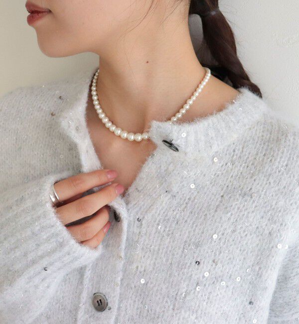 fredy emue「グラデパールリボンネックレス」|ネックレス|ブラック