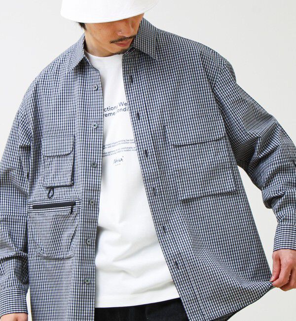 GLOSTER「【ギアディテール】チェック フィッシングシャツ」|シャツ・ブラウス|ブラック系その他