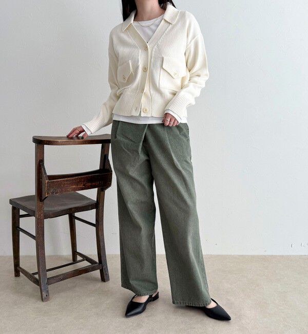 fredy emue「コットン衿付きVネックカーディガン」|カーディガン|