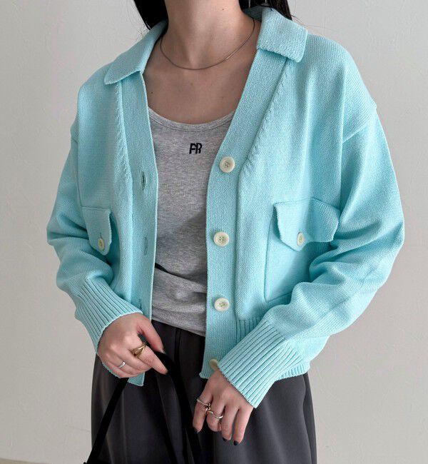 fredy emue「コットン衿付きVネックカーディガン」|カーディガン|
