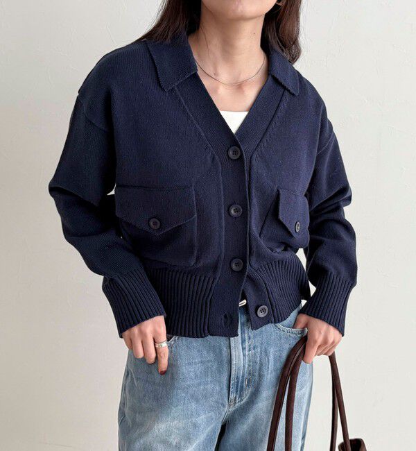 fredy emue「コットン衿付きVネックカーディガン」|カーディガン|