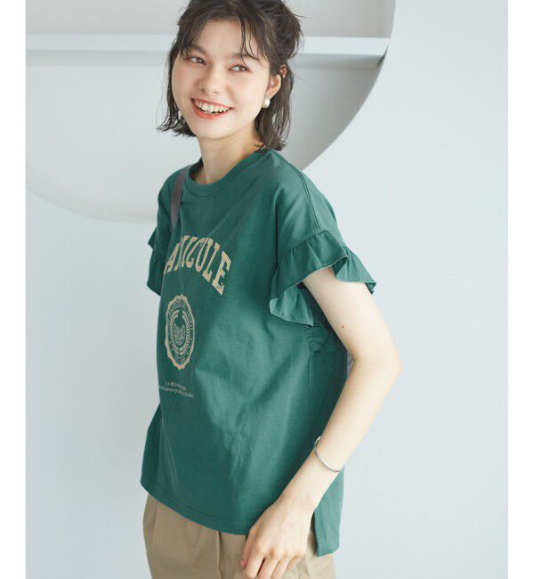Rope&rsquo;Picnic「袖フリルカレッジロゴTシャツ」|Tシャツ・カットソー|