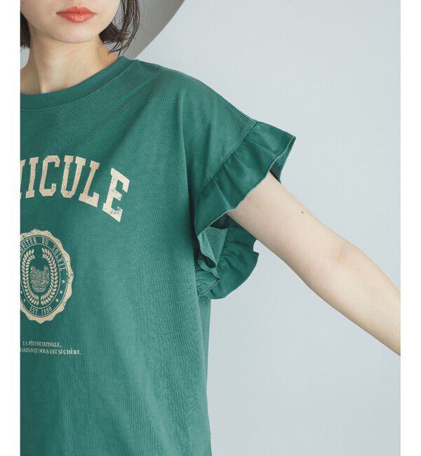 Rope&rsquo;Picnic「袖フリルカレッジロゴTシャツ」|Tシャツ・カットソー|