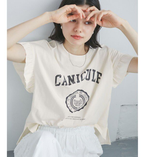 Rope&rsquo;Picnic「袖フリルカレッジロゴTシャツ」|Tシャツ・カットソー|