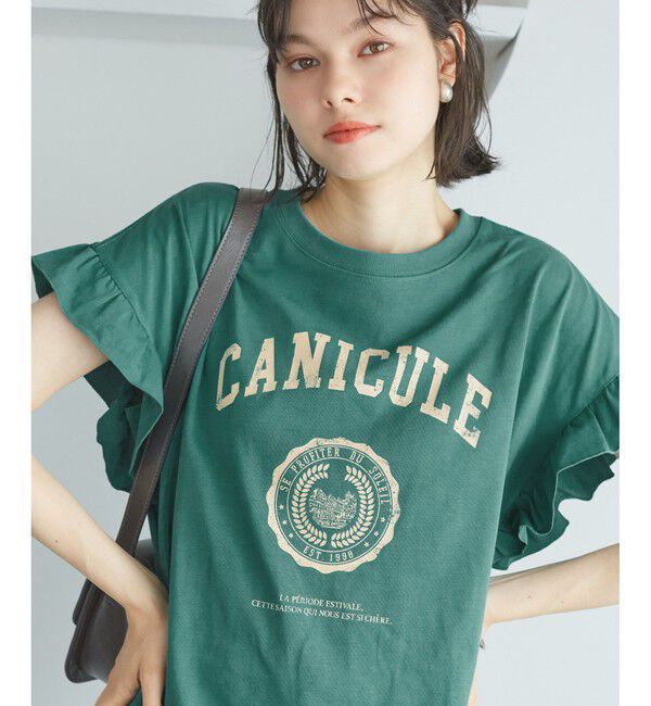 Rope&rsquo;Picnic「袖フリルカレッジロゴTシャツ」|Tシャツ・カットソー|グリーン(30)