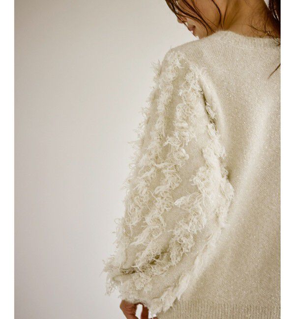Rope&rsquo;Picnic「【emur/エミュール】ラメジャガードフリンジスリーブプルオーバー」|ニット・セーター|