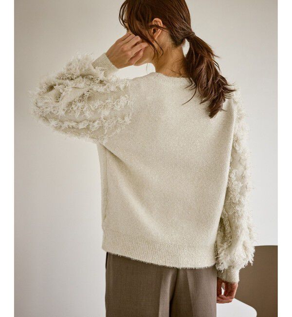 Rope&rsquo;Picnic「【emur/エミュール】ラメジャガードフリンジスリーブプルオーバー」|ニット・セーター|