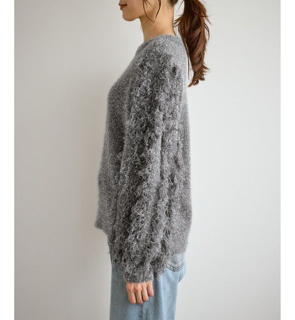 Rope&rsquo;Picnic「【emur/エミュール】ラメジャガードフリンジスリーブプルオーバー」|ニット・セーター|