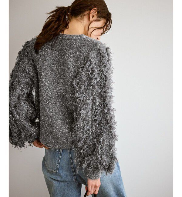 Rope&rsquo;Picnic「【emur/エミュール】ラメジャガードフリンジスリーブプルオーバー」|ニット・セーター|