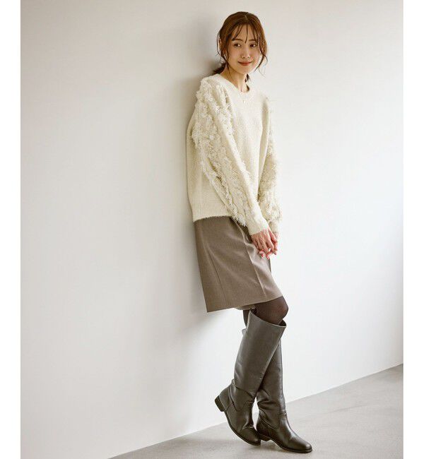 Rope&rsquo;Picnic「【emur/エミュール】ラメジャガードフリンジスリーブプルオーバー」|ニット・セーター|