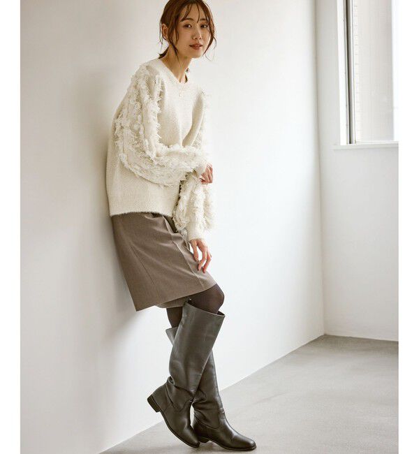 Rope&rsquo;Picnic「【emur/エミュール】ラメジャガードフリンジスリーブプルオーバー」|ニット・セーター|