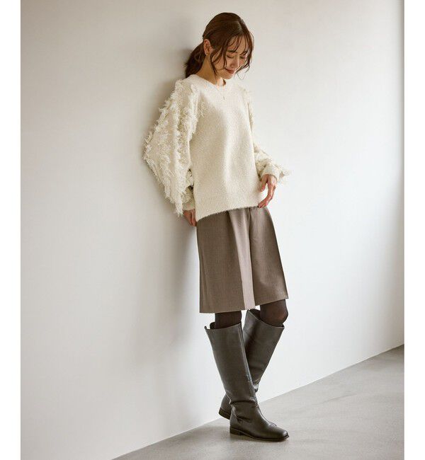 Rope&rsquo;Picnic「【emur/エミュール】ラメジャガードフリンジスリーブプルオーバー」|ニット・セーター|