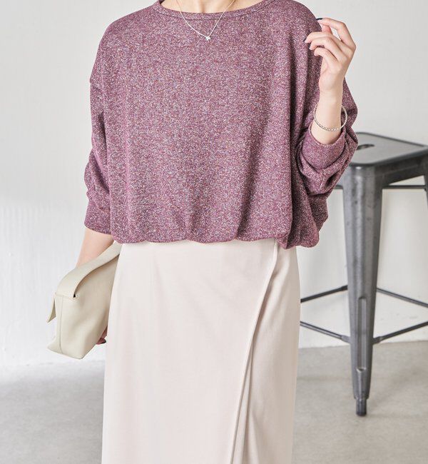  「裾バルーンラメスウエット」|Tシャツ・カットソー|ボルドー