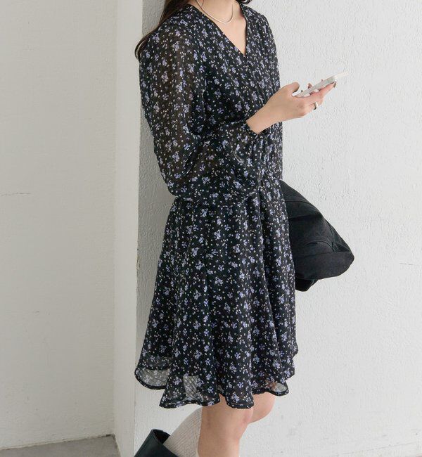  「カシュクールフラワーミニワンピース」|ワンピース|