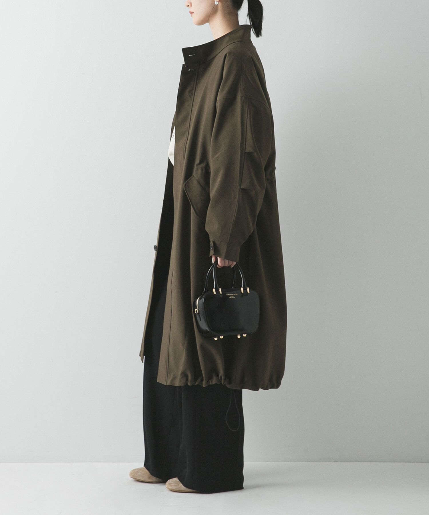 URBAN RESEARCH「『WEB限定』インナーダウン付スタンドカラーロングコート」|ノーカラーコート|