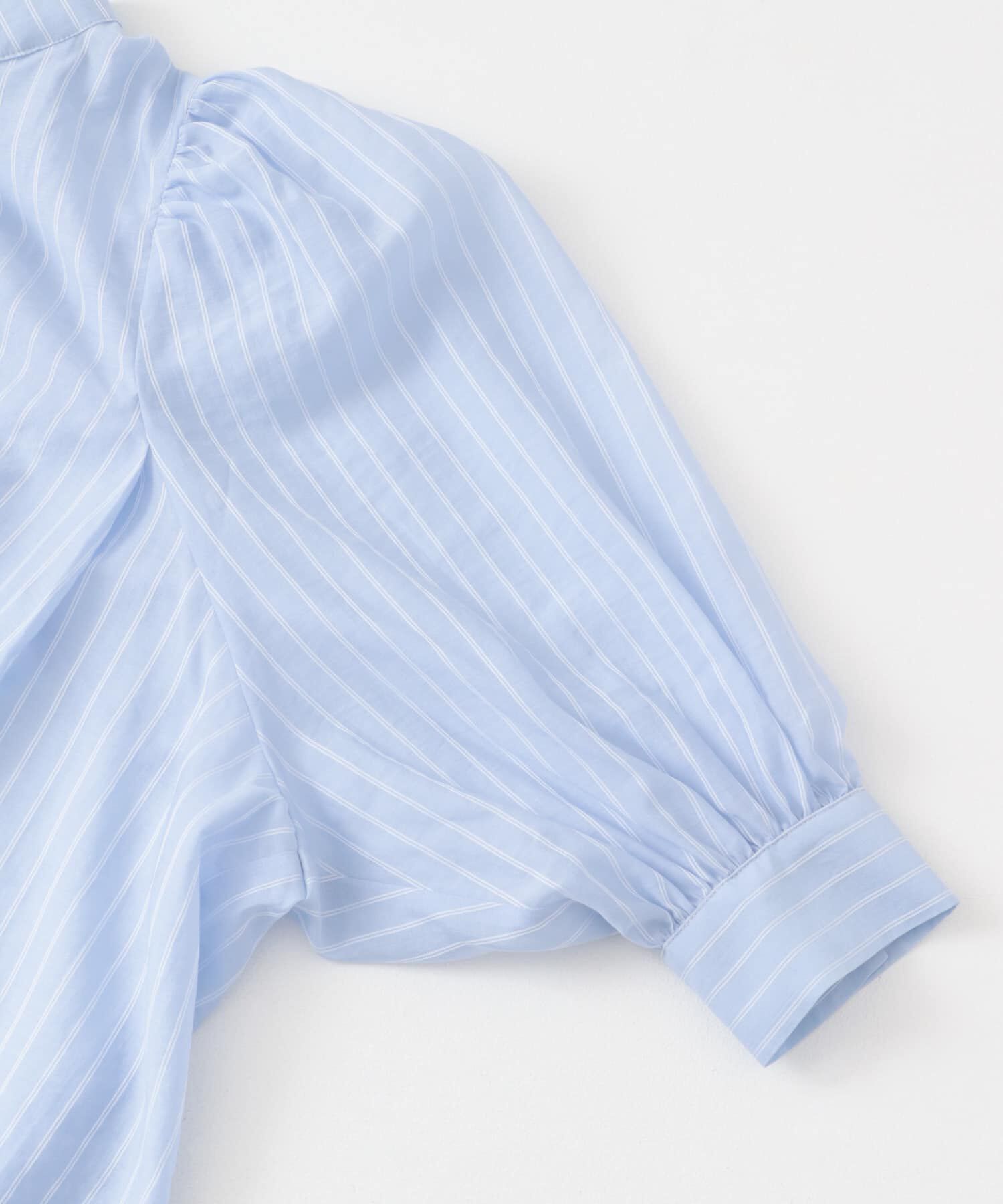  「ボリュームスリーブストライプミニワンピース」|ワンピース|