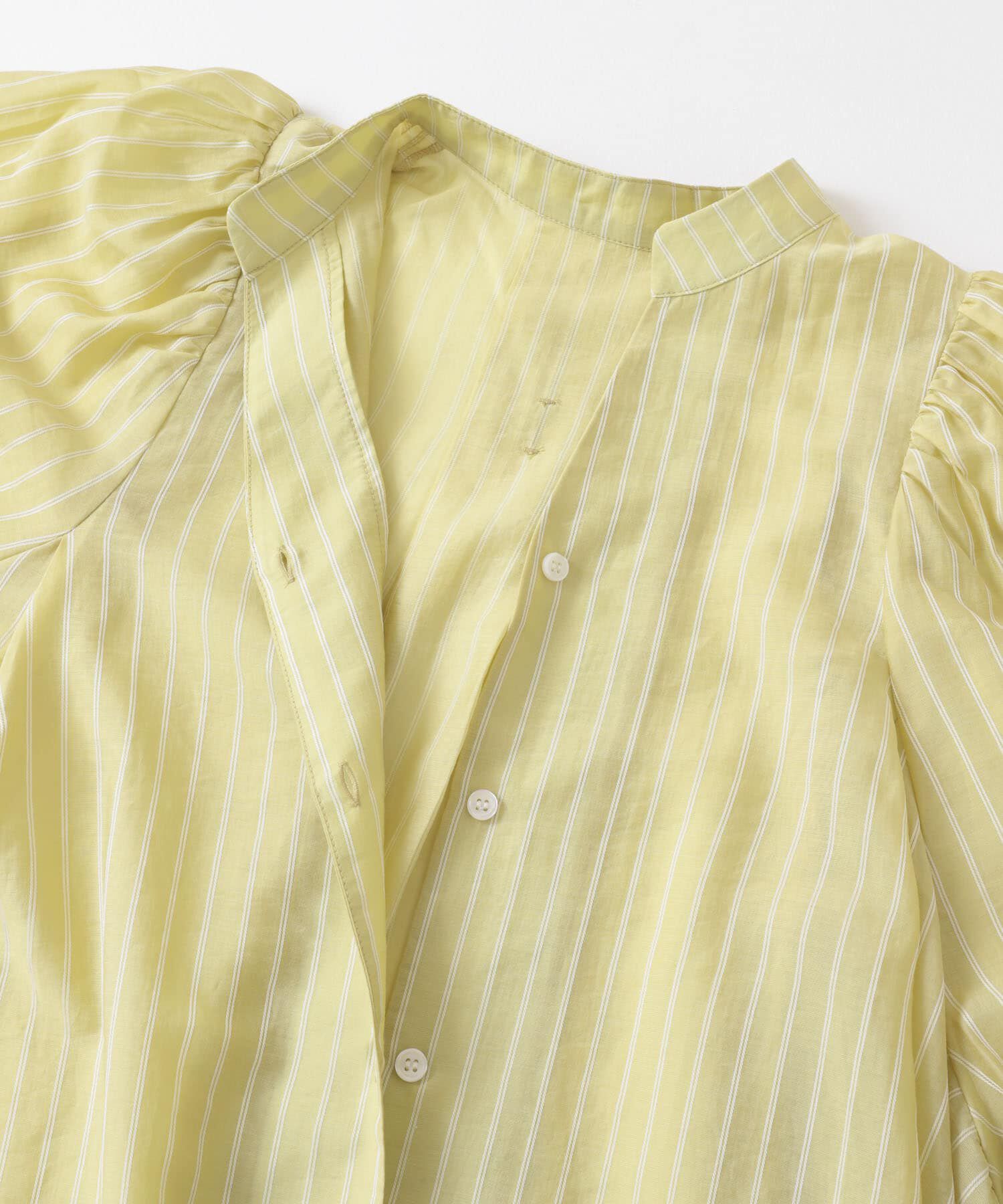  「ボリュームスリーブストライプミニワンピース」|ワンピース|