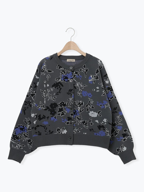 Samansa Mos2「花柄スポンディッシュニットカーディガン」|カーディガン|グレー