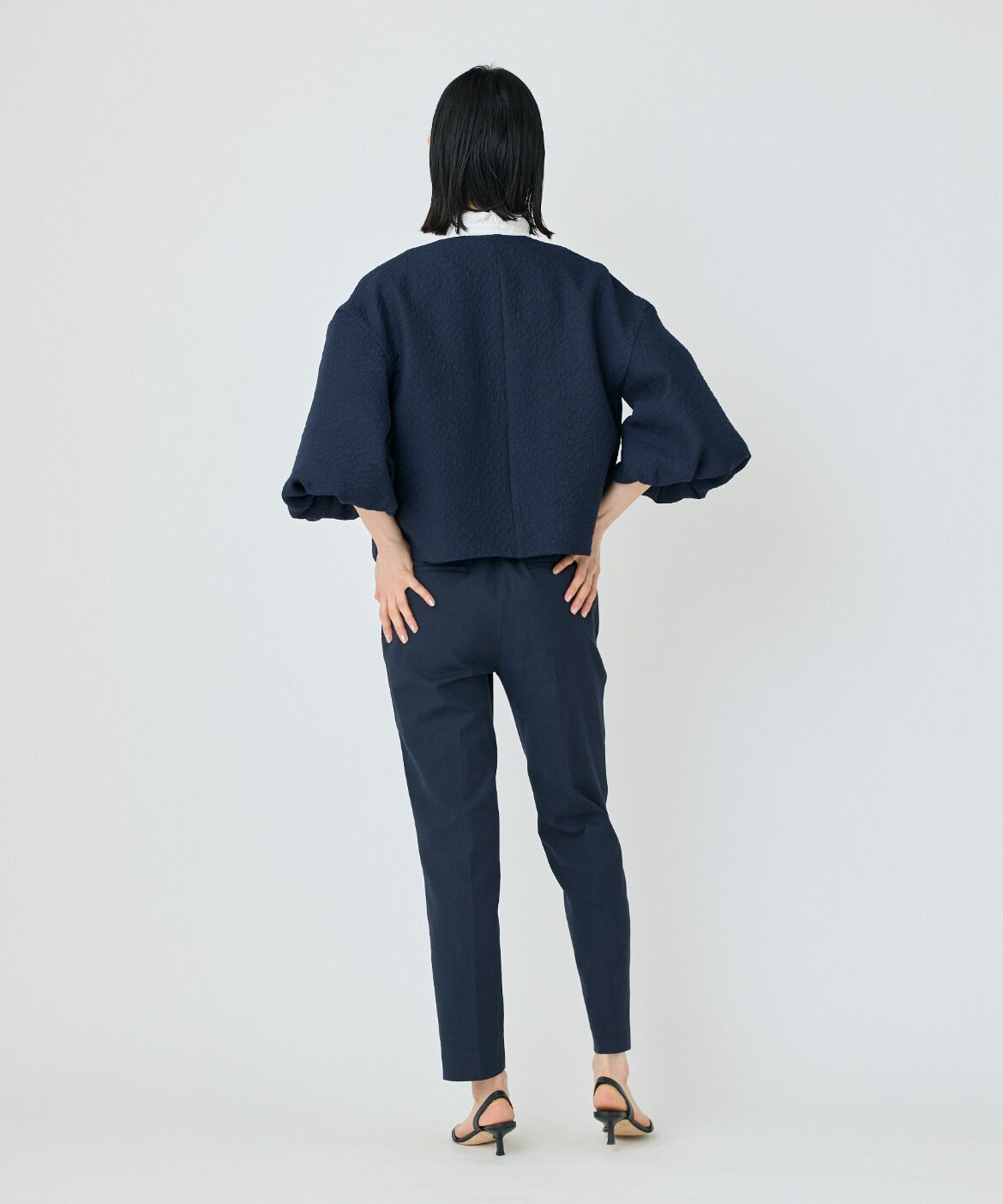 7-IDconcept.「《大きいサイズ》バルーンスリーブJQブルゾン」|ノーカラージャケット|