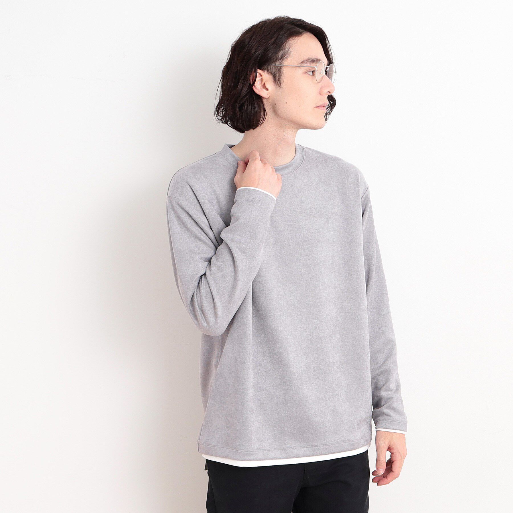 THE SHOP TK「スウェードタッチフェイクレイヤードプルオーバー」|Tシャツ・カットソー|ライトグレー(011