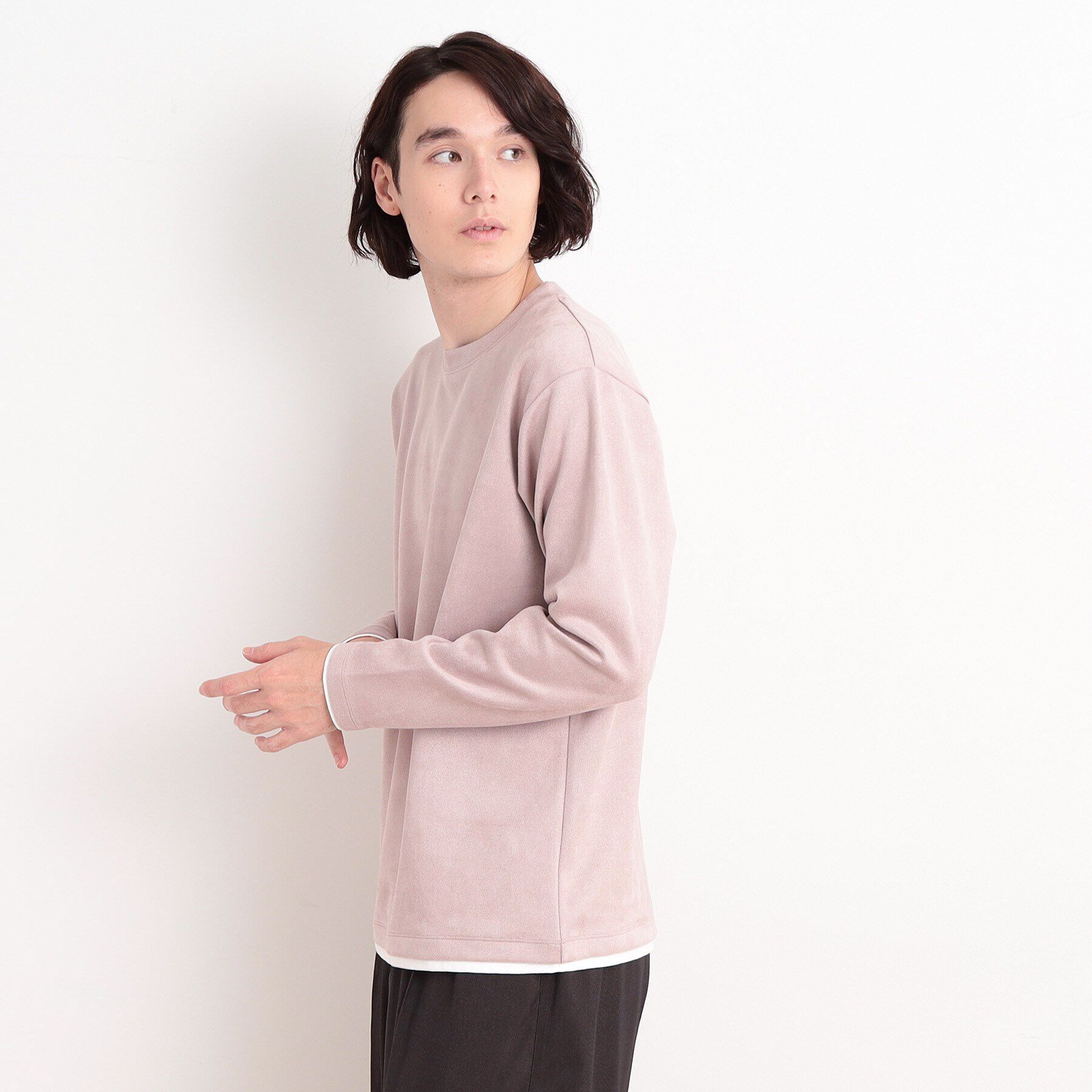 THE SHOP TK「スウェードタッチフェイクレイヤードプルオーバー」|Tシャツ・カットソー|