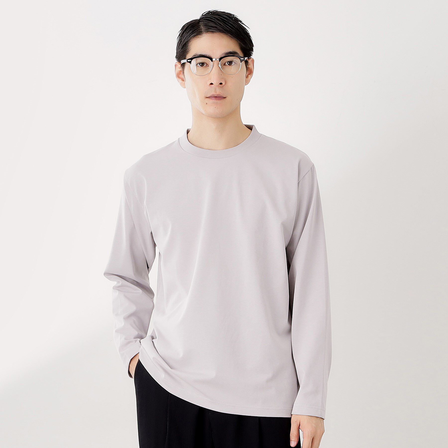 THE SHOP TK「ジャケット長袖Tシャツ 【ON/OFF兼用】」|Tシャツ・カットソー|ライトグレー(011