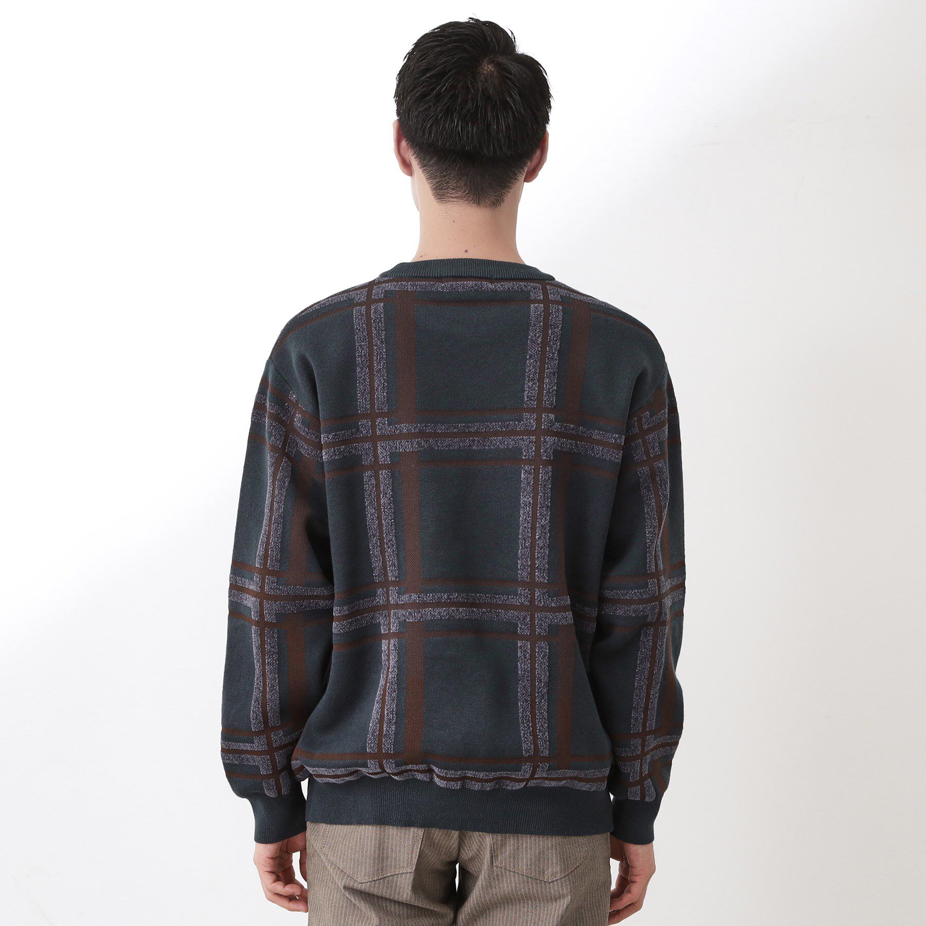 THE SHOP TK「チェックジャカードニット【洗濯機OK】」|ニット・セーター|