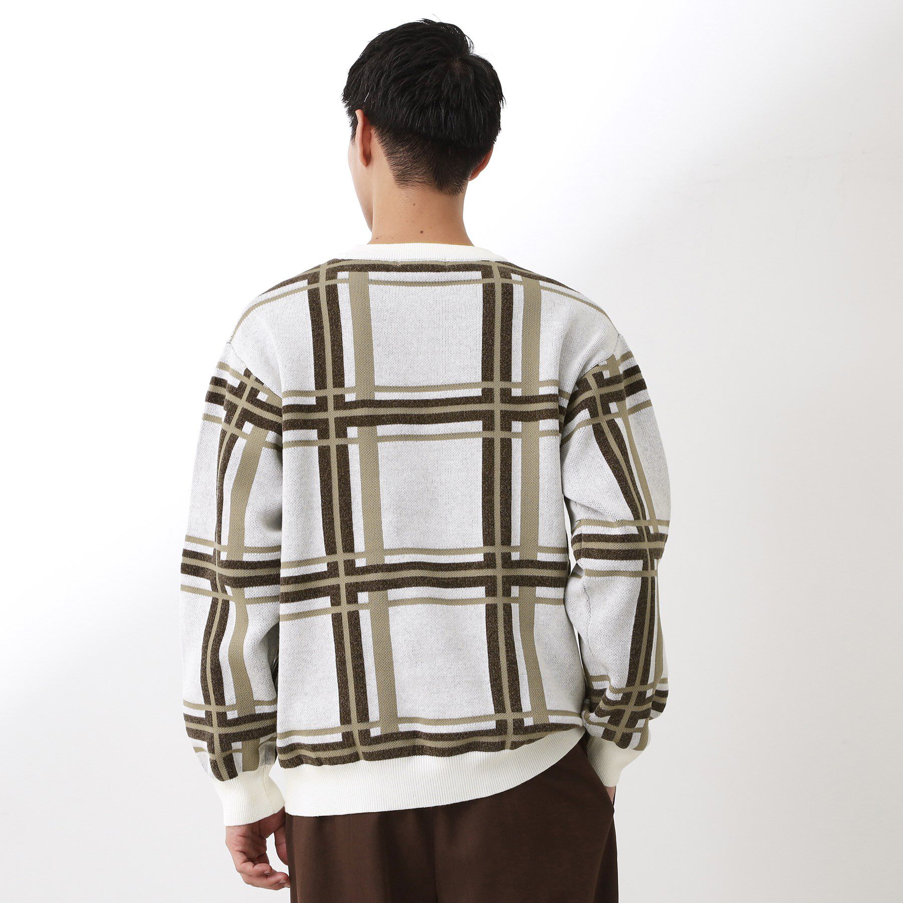 THE SHOP TK「チェックジャカードニット【洗濯機OK】」|ニット・セーター|