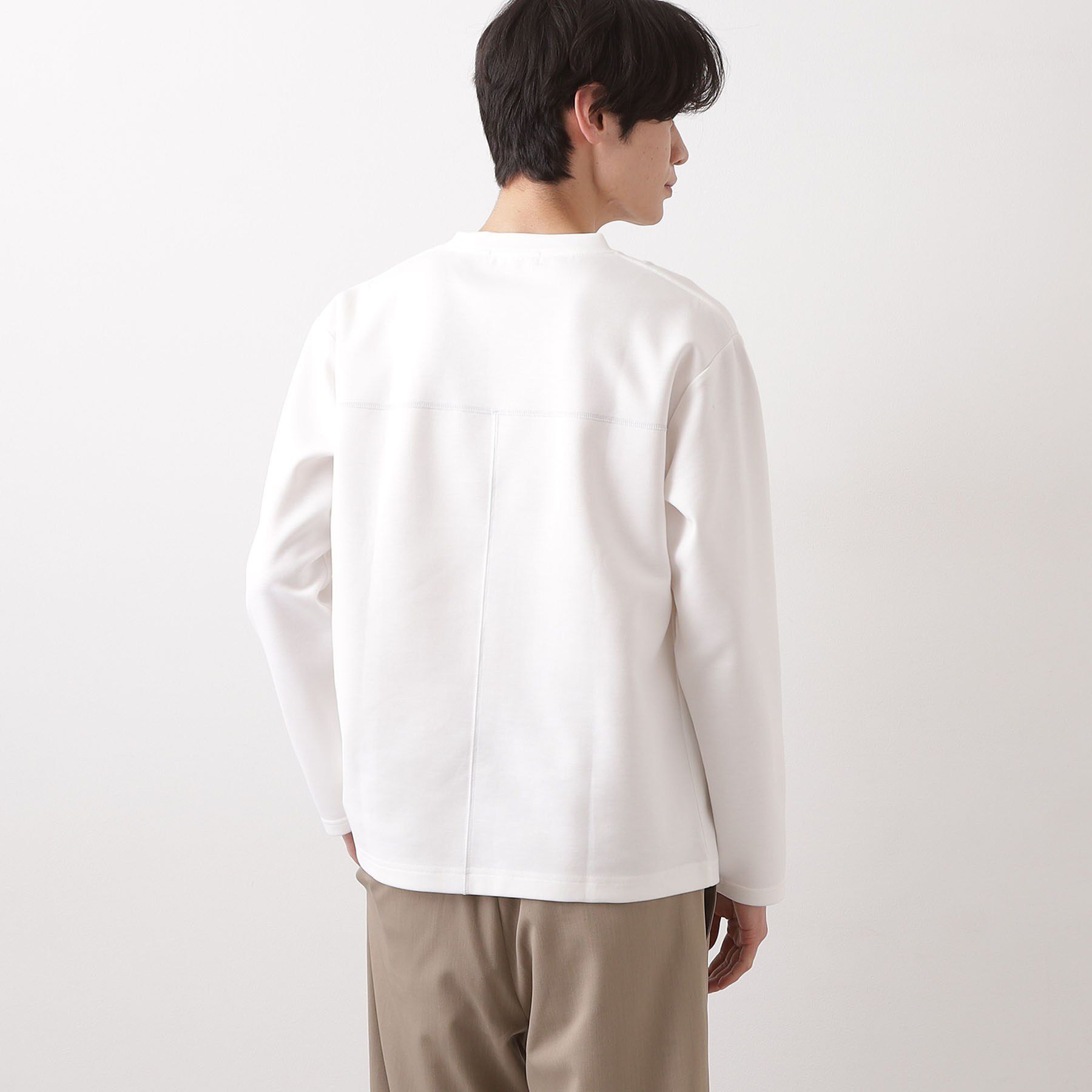 THE SHOP TK「ダンボール ステッチ切替デザイン 長袖Tシャツ 洗濯機OK」|Tシャツ・カットソー|