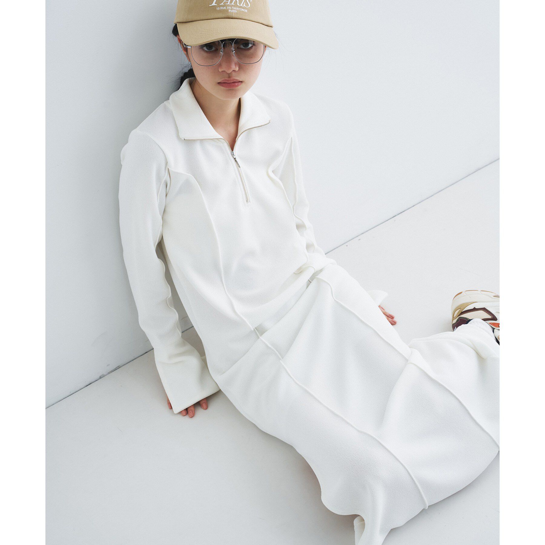 CODE A「high neck jersey dress」|ワンピース|ホワイト(001)