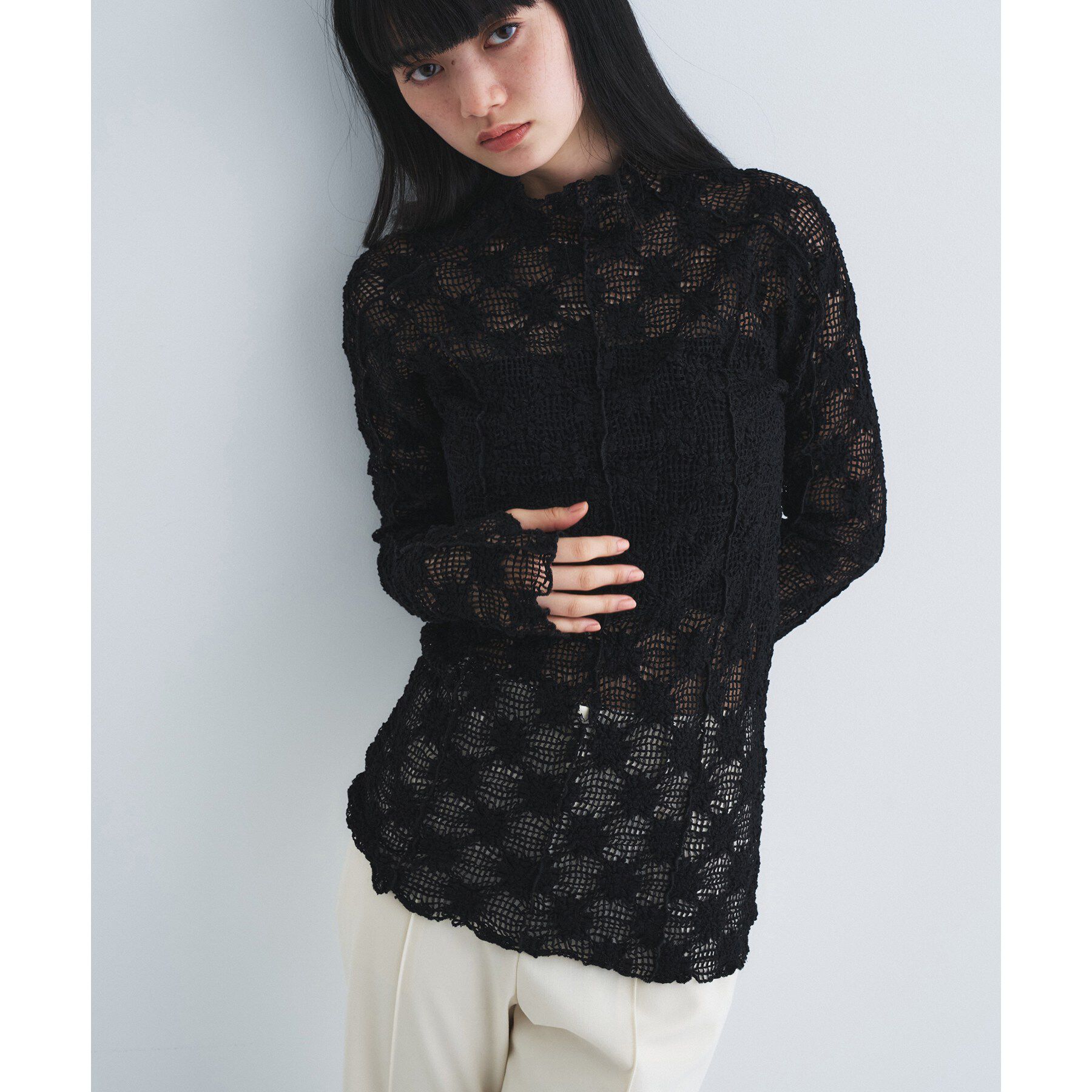 CODE A「floral lace highneck tops」|Tシャツ・カットソー|