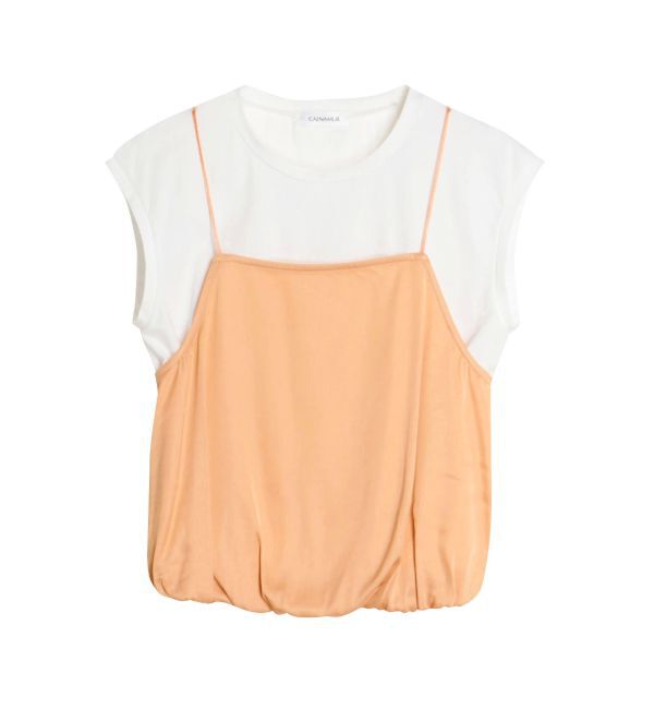 CALNAMUR「RAYERED BALLOON CAMI TOPS/レイヤードバルーンキャミトップス」|Tシャツ・カットソー|ピンク