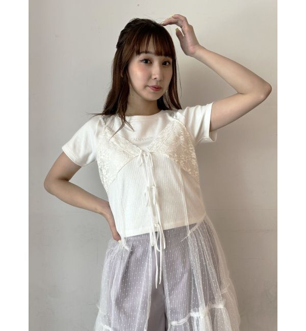 CALNAMUR「TULLE CAMISOLE DRESS/チュールキャミソールドレス」|ワンピース|