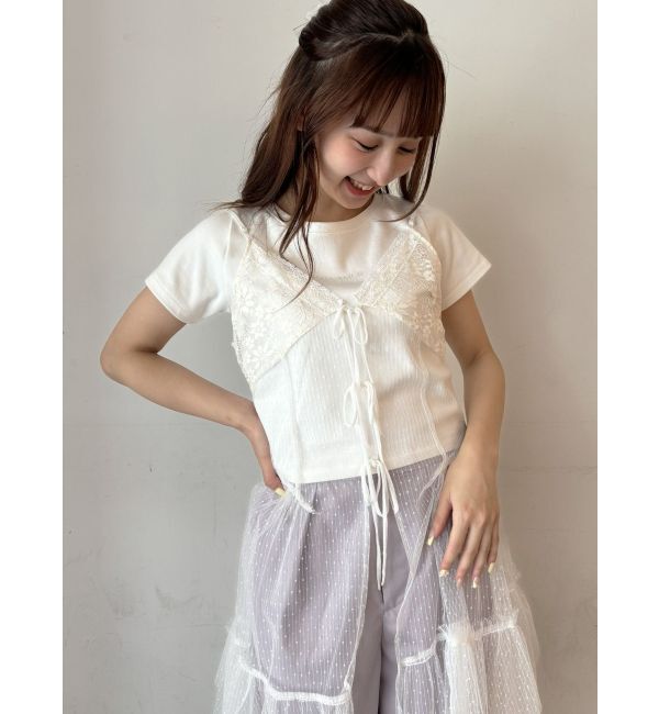 CALNAMUR「TULLE CAMISOLE DRESS/チュールキャミソールドレス」|ワンピース|
